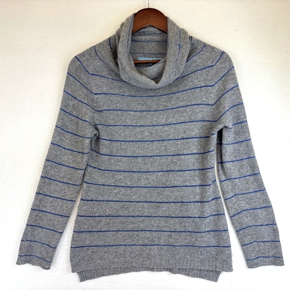 ANTONIO MELANI Cashmere Wool Sweater Italy Turtleneck‎ Cowl Grey Striped Small